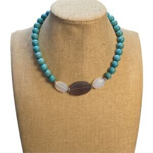 Lia Sophia Kiam RHYTHMIC‎ Necklace $158 Turquoise, Agate, Crystals, & Glass Bead